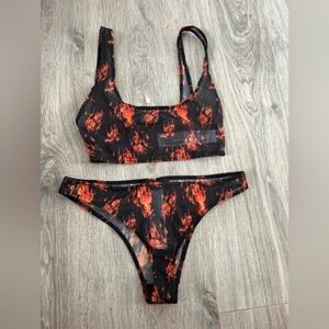 Flame Print Bikini Set
